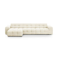 ECKSOFA links Kendal aus Samt elfenbein 5 Sitzplätze - Creme, Textil (173/357cm) - Micadoni