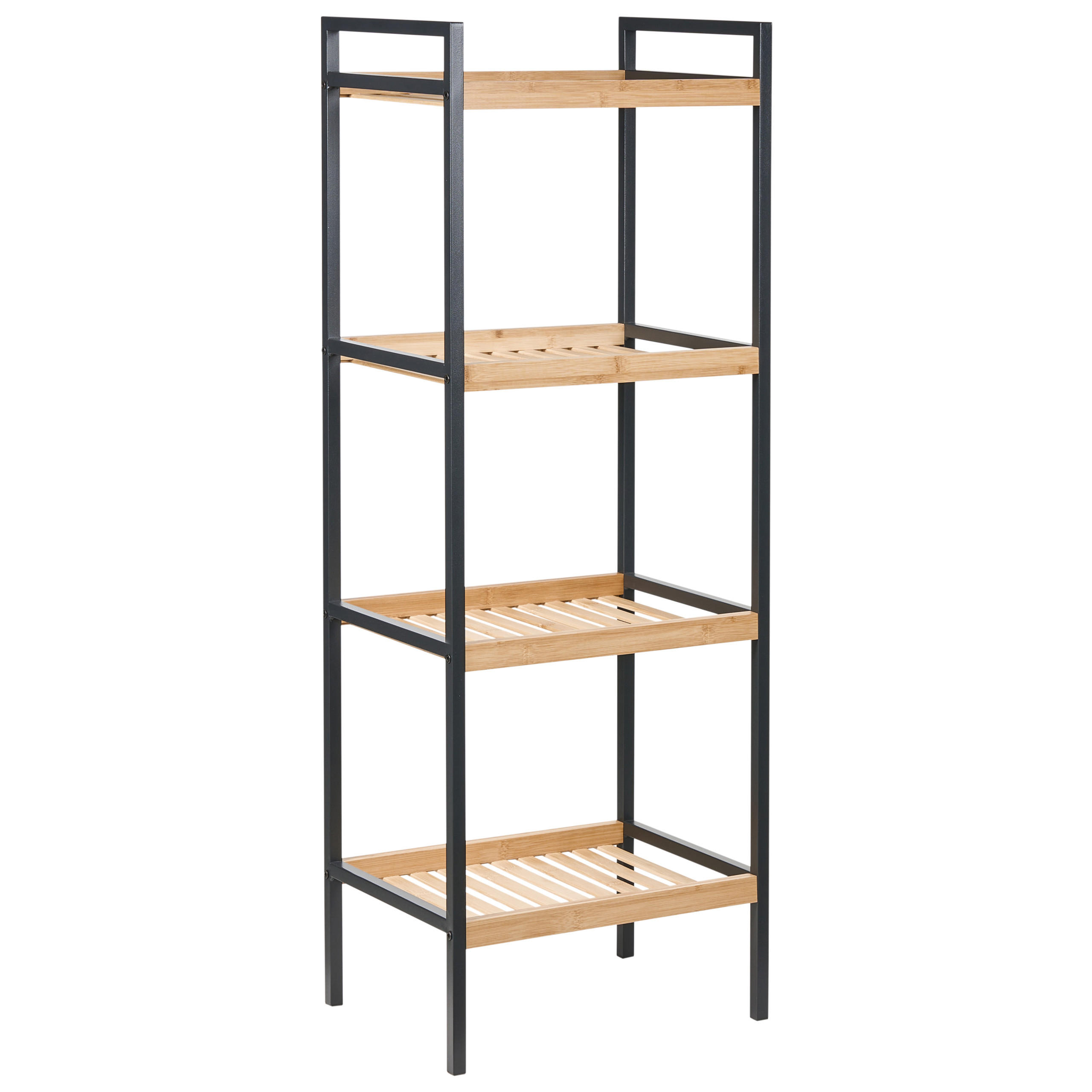 REGAL mit 4 Ebenen Bambus Hellbraun Tajzara - Hellbraun/Schwarz, Holz (40/109/30cm) - Beliani