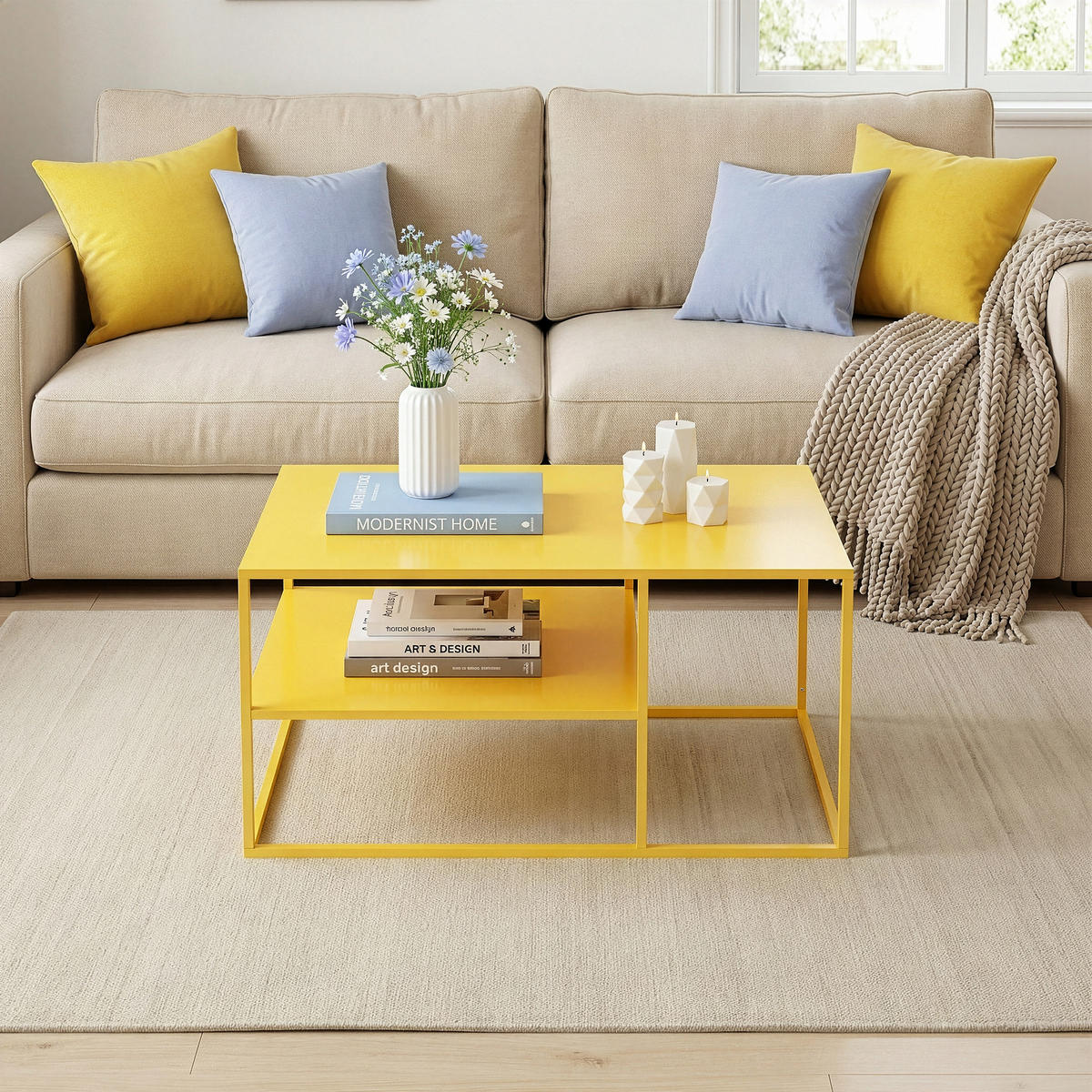 COUCHTISCH Solund 45/90/60 cm - Gelb, Metall (60/90/45cm) - [en.casa]