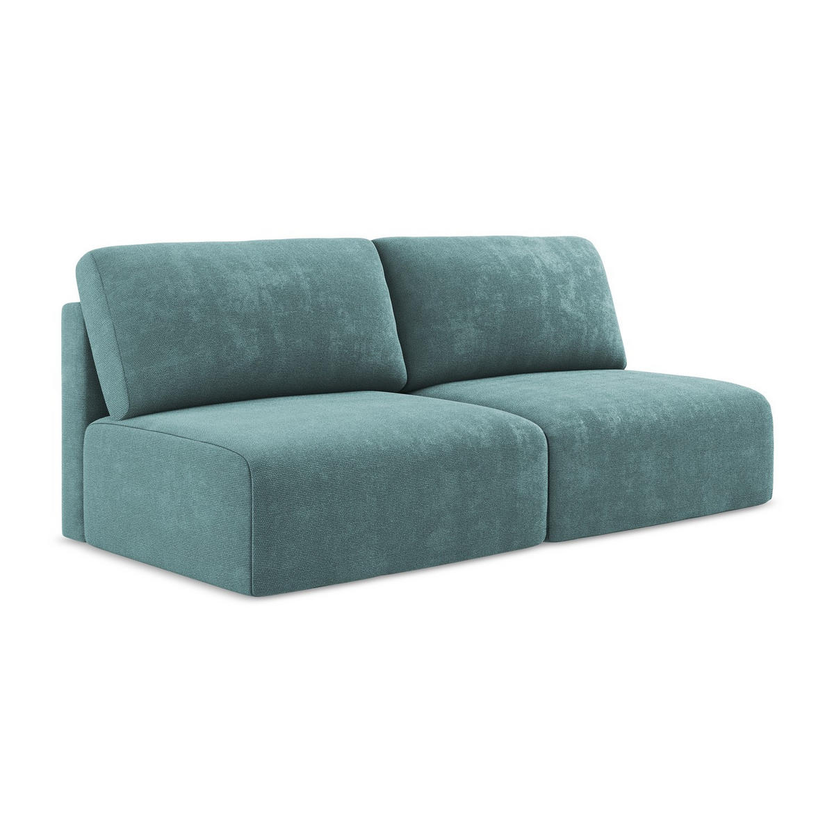 3-SITZER SOFA mit Schlaffunktion Chenille Stoff Blau - Blau/Beige, Kunststoff/Textil (216/79/102cm) - LaMiaSofa
