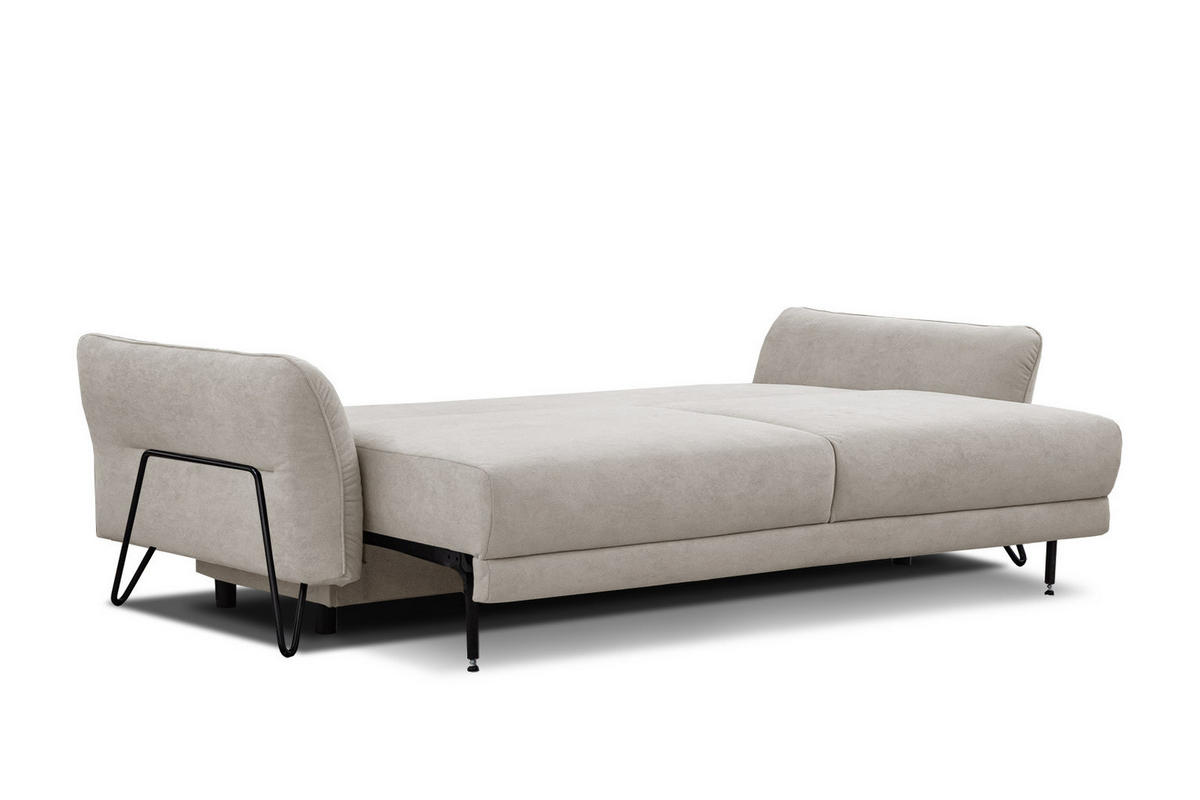 SOFA LOREM 3-Sitzer mit Schlaffunktion, beige - Beige/Schwarz, Holz/Textil (232/90/107cm) - Courtois Laville