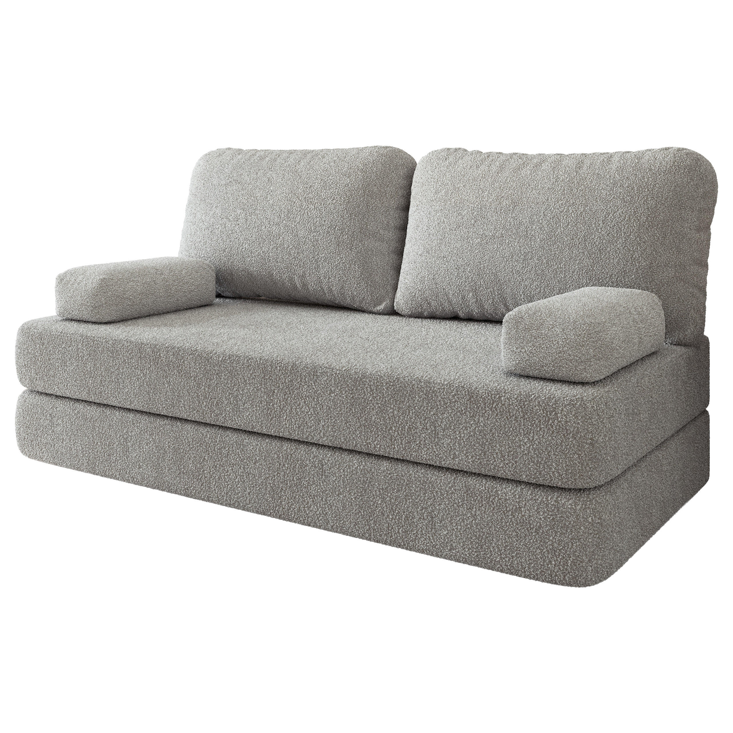 BETTSOFA NIKSI aus Schaumstoff Bucle-Stoff Hellgrau Schlaffunktion - Hellgrau, Textil (170/86/80cm) - MASSENO