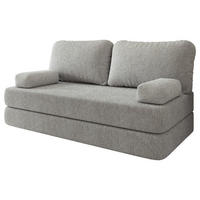 BETTSOFA NIKSI aus Schaumstoff Bucle-Stoff Hellgrau Schlaffunktion - Hellgrau, Textil (170/86/80cm) - MASSENO
