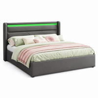 POLSTERBETT 160/200 cm in Grau mit Bettkasten und LED Kunstleder - Grau, Holzwerkstoff/Textil (160/200cm) - CHICFURN