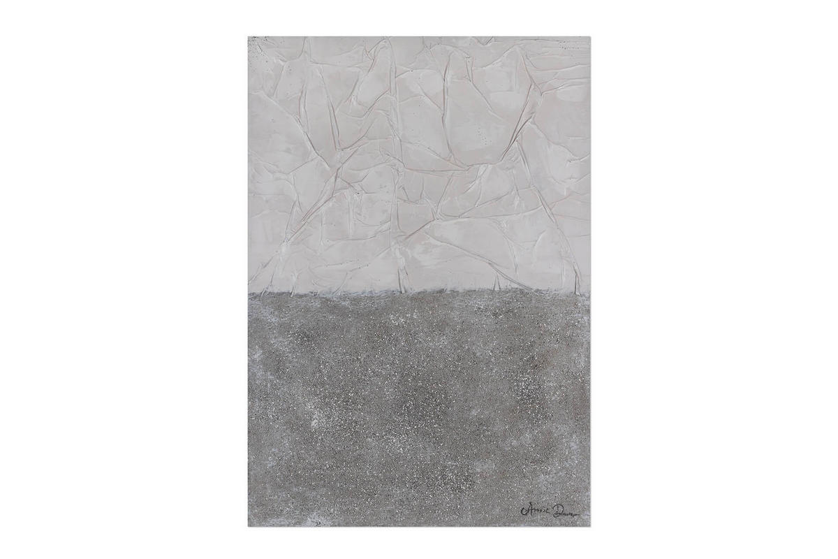 RUČNE MAĽOVANÝ AKRYLOVÝ OBRAZ 70/100 cm, sivý, krajinný motív - sivá, drevo/textil (70/100cm) - KUNSTLOFT