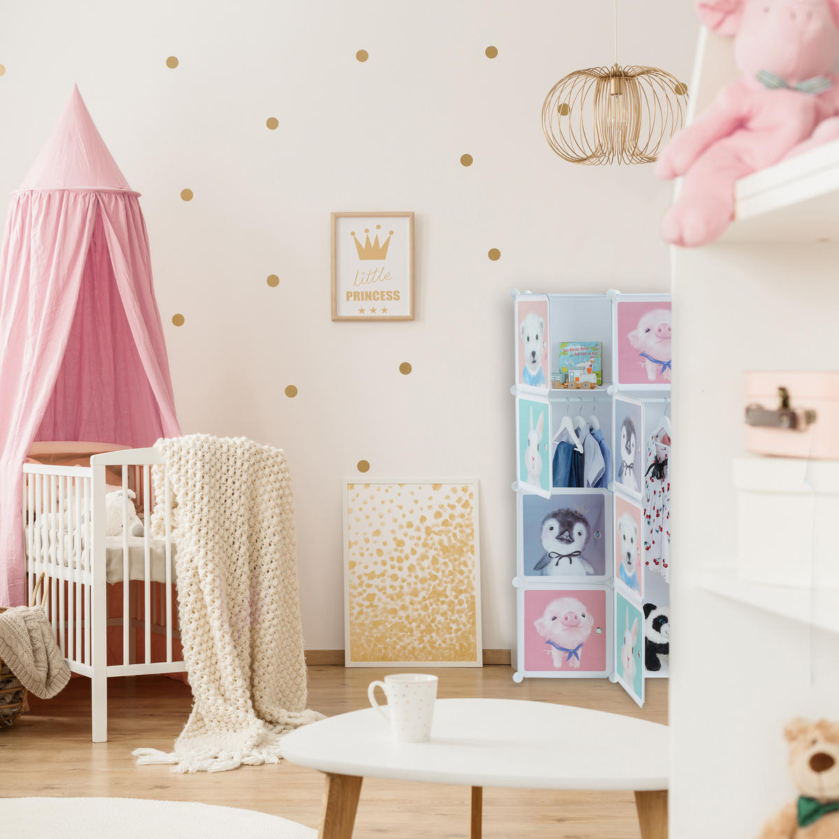 KINDERSTECKREGAL - Weiß, Kunststoff/Metall (109/145/37cm) - Relaxdays