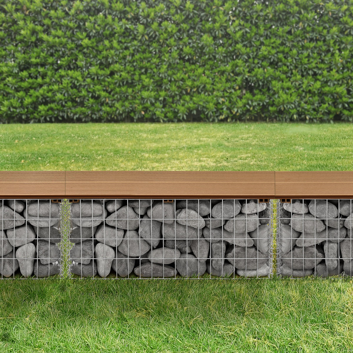 GABIONENBANK - Teakfarben, Kunststoff (100/45/30cm) - pro.tec