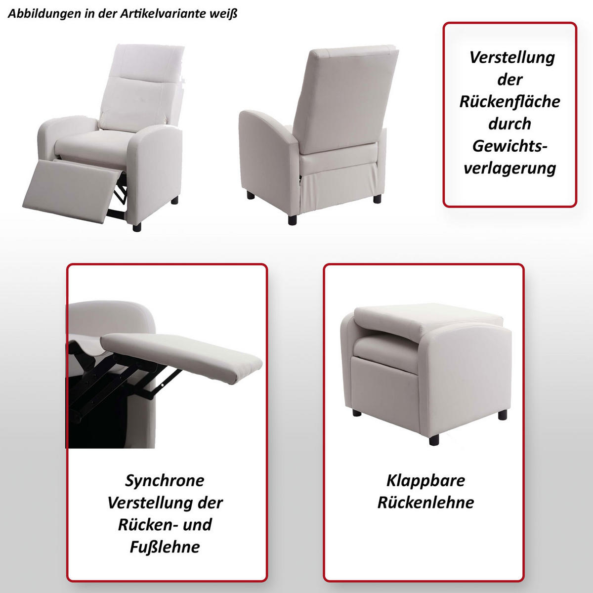 RELAXSESSEL Rot - Rot, Textil (70/99/75cm) - MCW