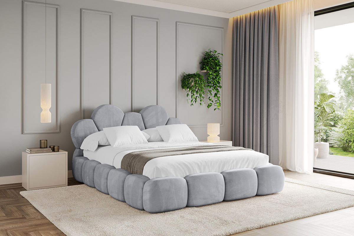 POLSTERBETT mit Bettkasten und Lattenrost, Boxbett ohne Matratze - LANA 200x200 Hellgrau - Hellgrau, Holzwerkstoff/Textil (200/200cm) - ALTDECOR