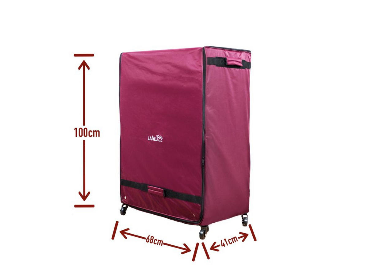 AUFBEWAHRUNGSBOX für Weihnachtskugeln mit Rollen und Schubladen 120 Stück - Schwarz/Dunkelrot, Textil/Metall (68/100/41cm) - LAALU