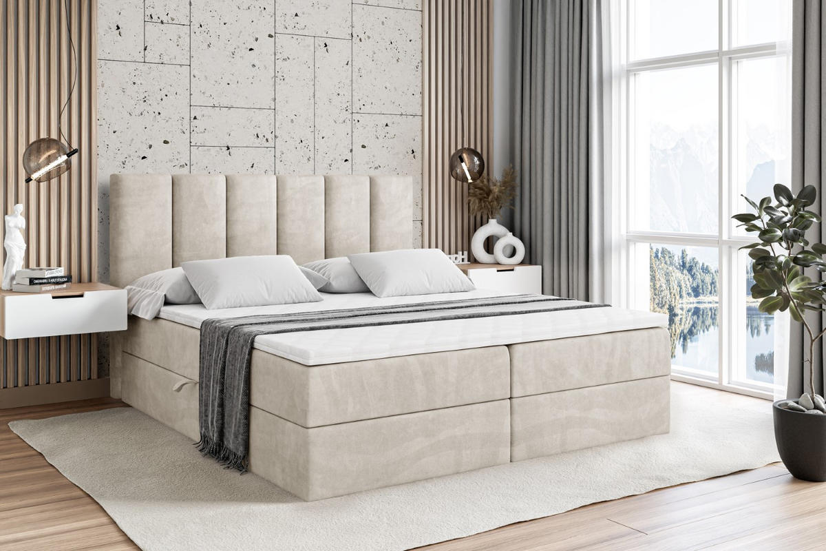 BOXBETT mit Matratze H4 und Lattenrost - BOXI1 - 200x200 cm - H4 - Ecru - Ecru, Holzwerkstoff (200/200cm) - ALTDECOR