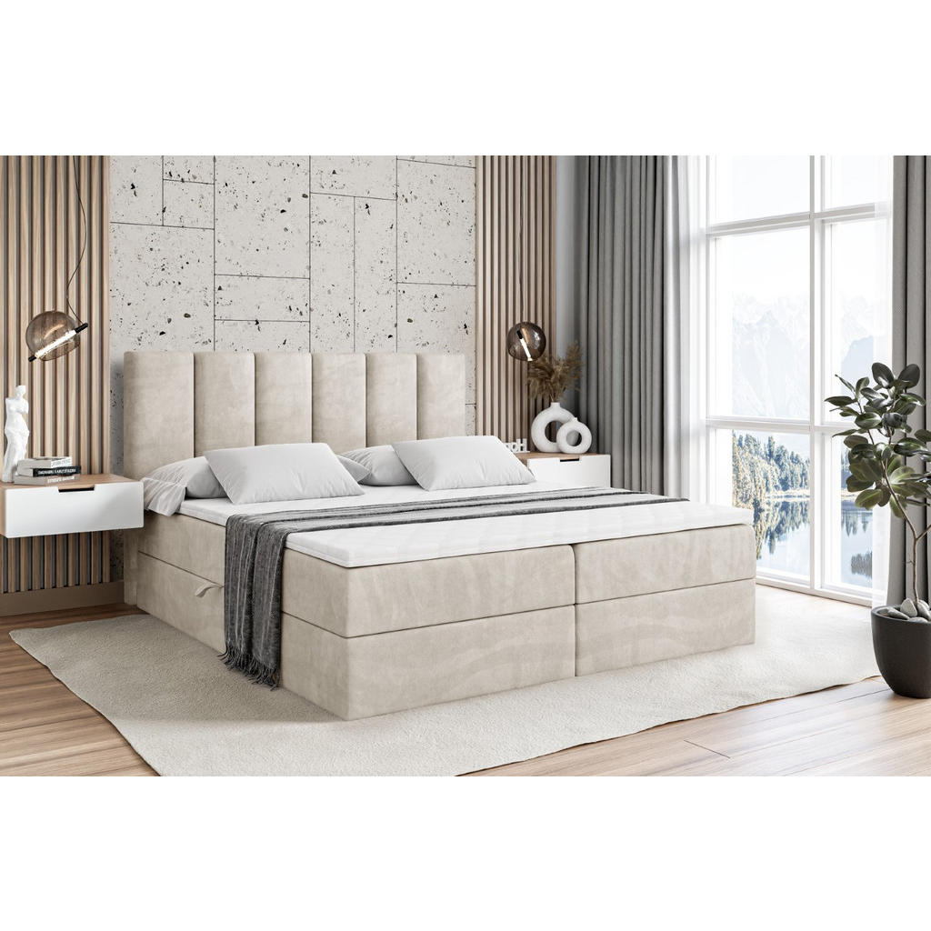 Thumbnail - Altdecor Boxbett, Ecru, Holzwerkstoff, Höhe ca. 20 cm, 200x200 cm, Schlafzimmer, Betten, Boxspringbetten