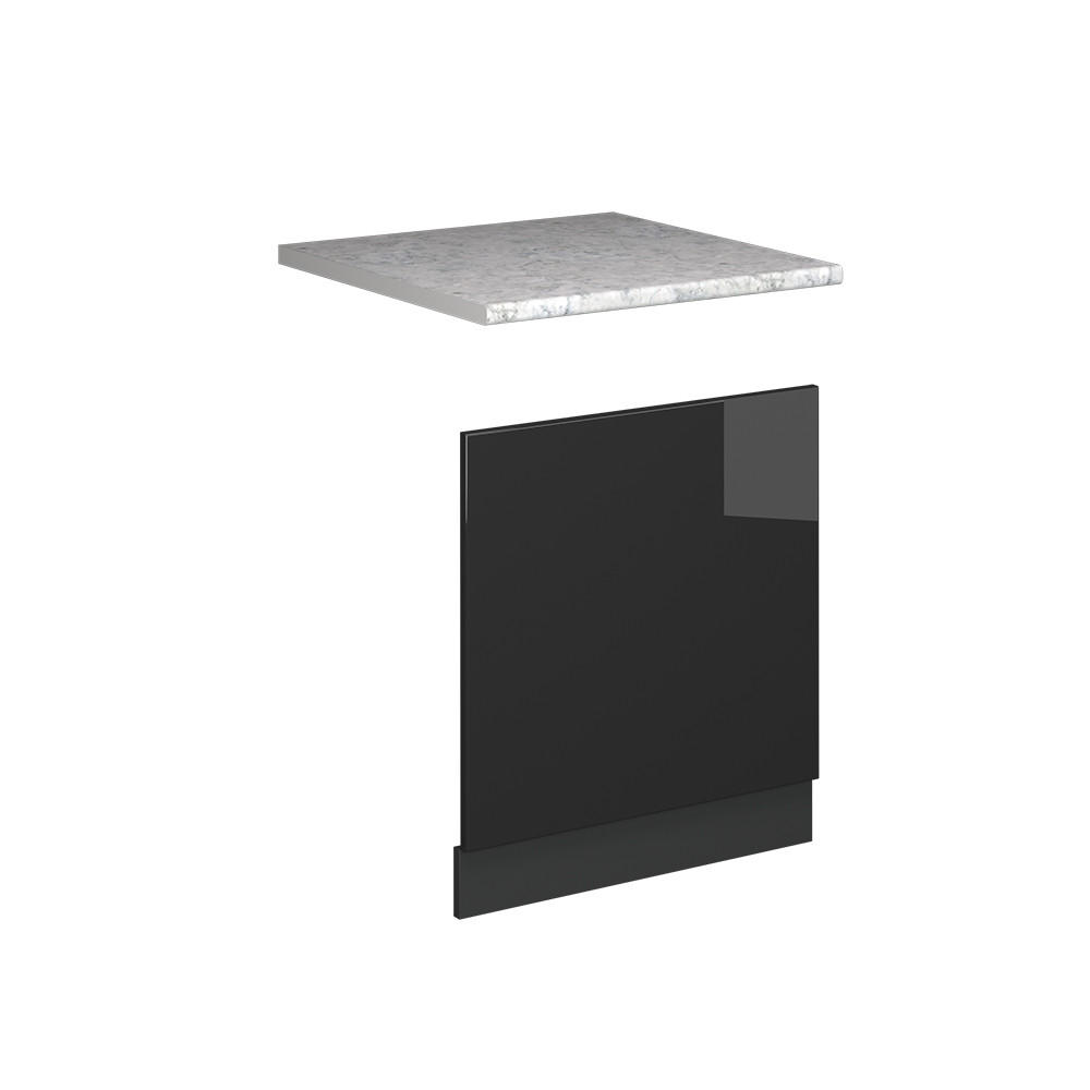 FRONTBLENDE Fame-Line Anthrazit Hochglanz 60 cm , AP Marmor - Schwarz Hochglanz/Anthrazit, Holzwerkstoff (60/67.4/1.6cm) - Vicco
