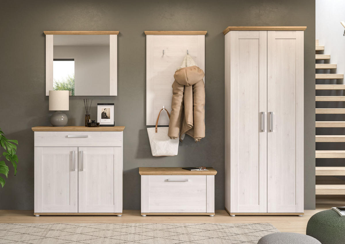 GARDEROBEN Set Verona 285x196x39 cm Sibiu Lärche Weiß 5tlg. - Lärchefarben, Holzwerkstoff (276/194/37cm)