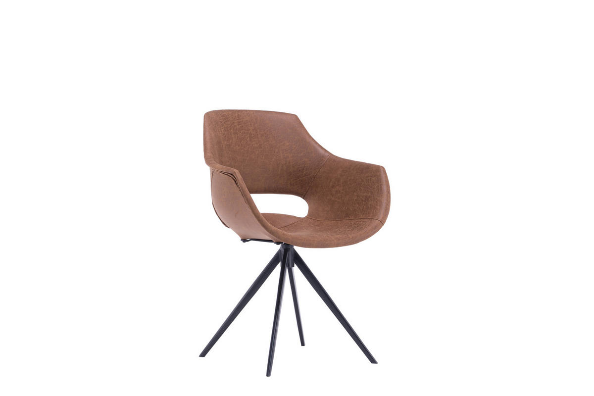 DREHSTUHL ZAJA Braun Microfaser - Dunkelbraun/Braun, Textil (57/85/59cm) - KAWOLA