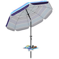 STRANDSCHIRM DE-05609 Mit klappbarem Tisch & Getränkehalter Mehrfarbig - Multicolor, Textil/Metall (198/198cm) - ComfortXL