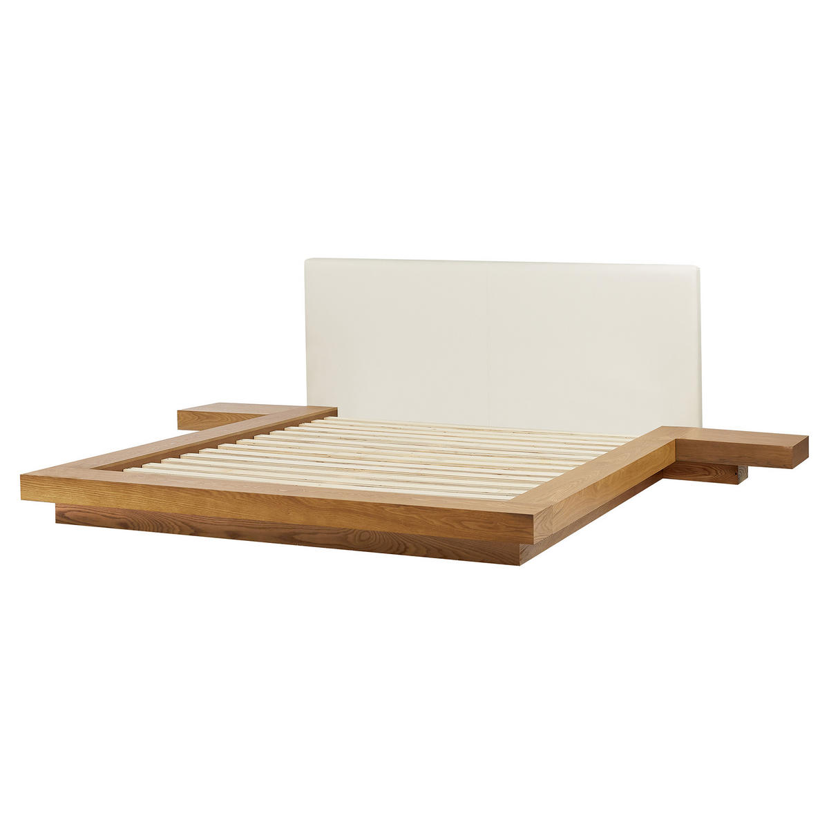 BETT mit LED 160x200 cm Heller Holzfarbton Zen - Hellbraun, Holzwerkstoff (160/200cm) - Beliani