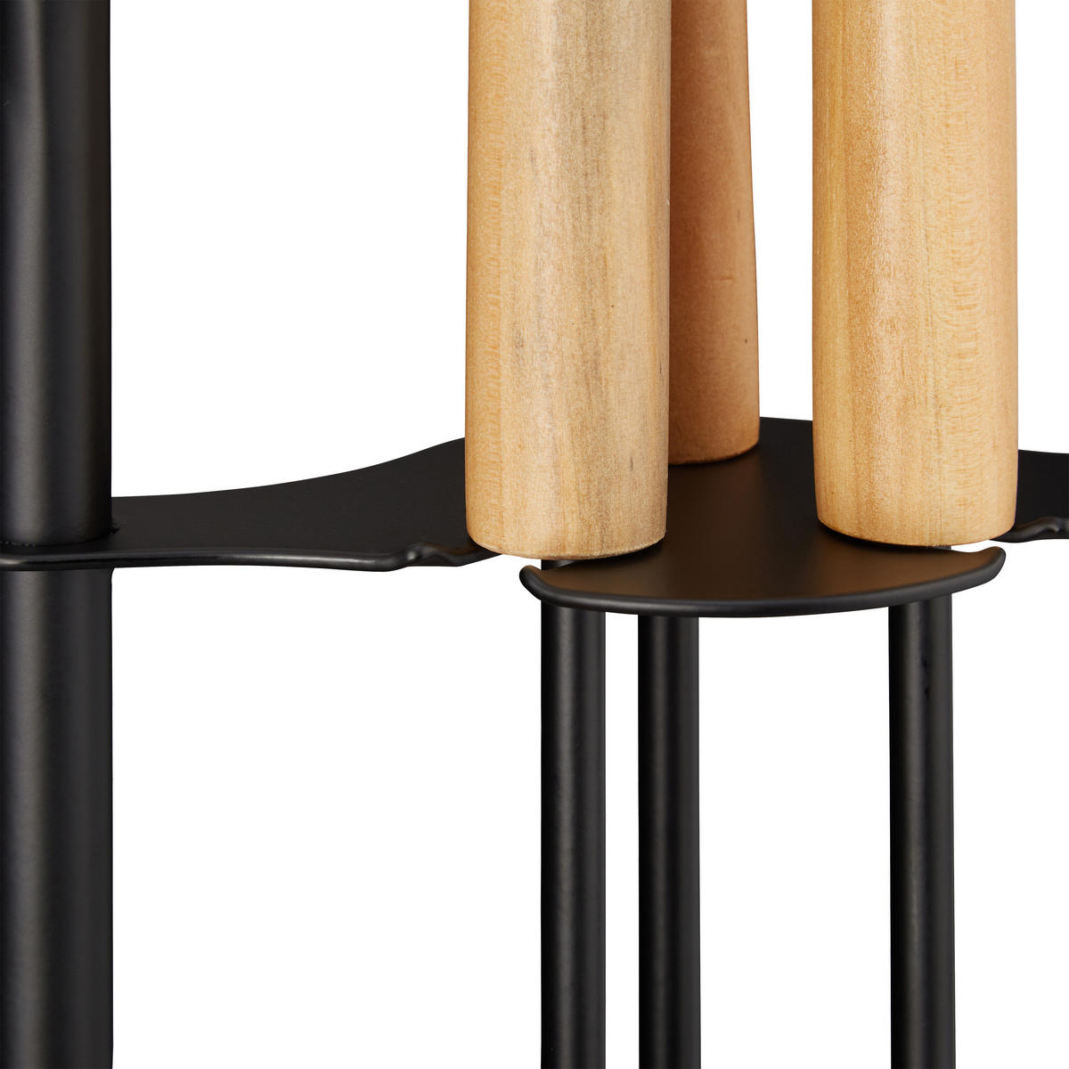 KAMINBESTECK 4tlg. - Schwarz, Holz/Metall (20/68.5/20cm) - Relaxdays