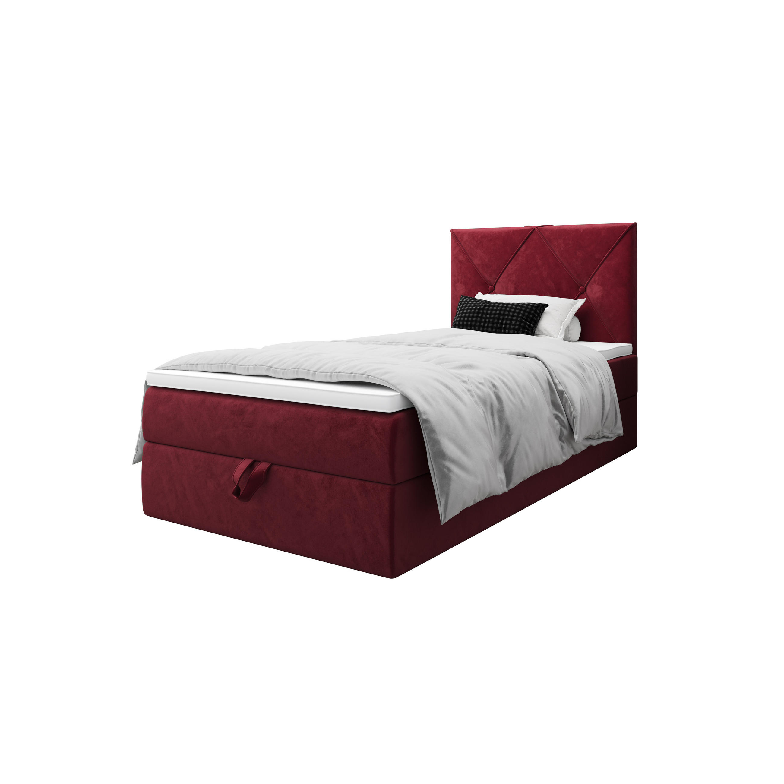 BOXBETT ALTEA 90x200 Monolith 59, mit Matratze H3, Bonell und Topper, Rot - Rot, Holz/Kunststoff (90/200cm) - Bedante