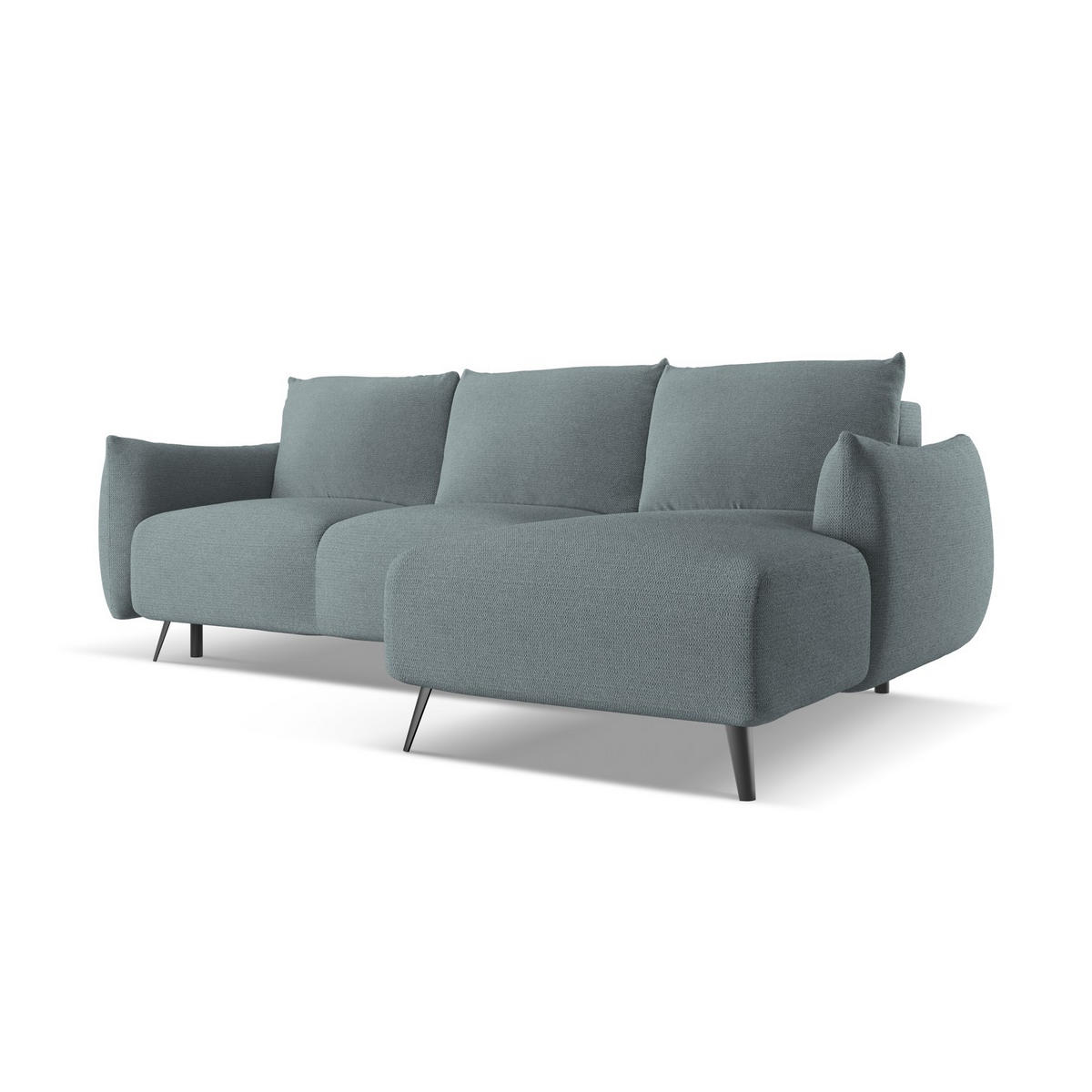 ECKSOFA mit Schlaffunktion Chenille Stoff Blau - Blau/Blaugrau, Textil/Metall (242/162cm) - LaMiaSofa