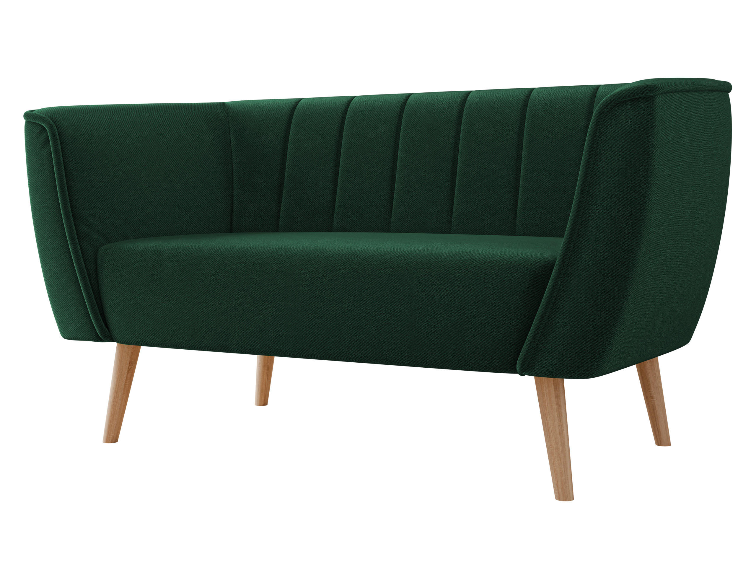 SOFA Pas 2 - Smaragdgrün/Naturfarben, Holz/Textil (142/75/74cm) - MIRJAN24