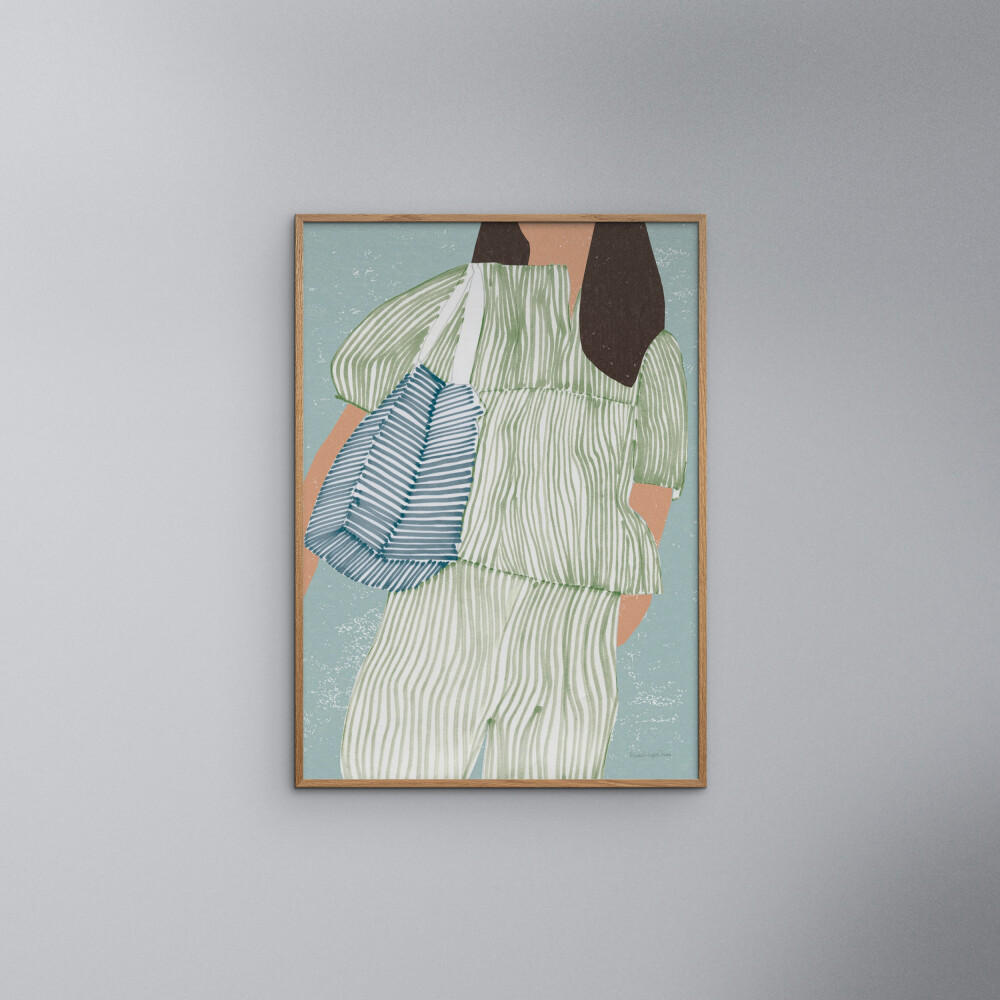 POSTER mit Rahmen Wild Apple - Striped ll - Eichefarben/Grün, Holz/Papier (50/70cm) - Poster&Frame