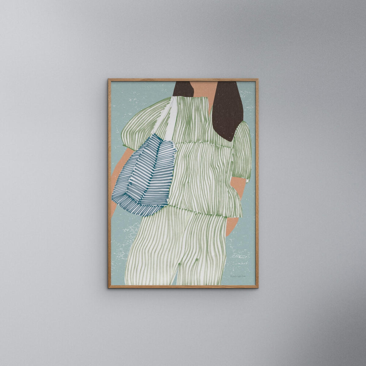 POSTER mit Rahmen Wild Apple - Striped ll - Eichefarben/Grün, Holz/Papier (50/70cm) - Poster&Frame