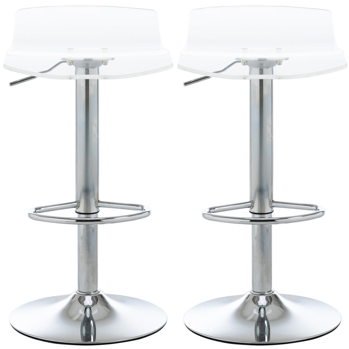 BARHOCKER 2er-Set DE-14697 höhenverstellbar mit Fußstütze Transparent - Transparent, Metall (39/87/39cm) - ComfortXL