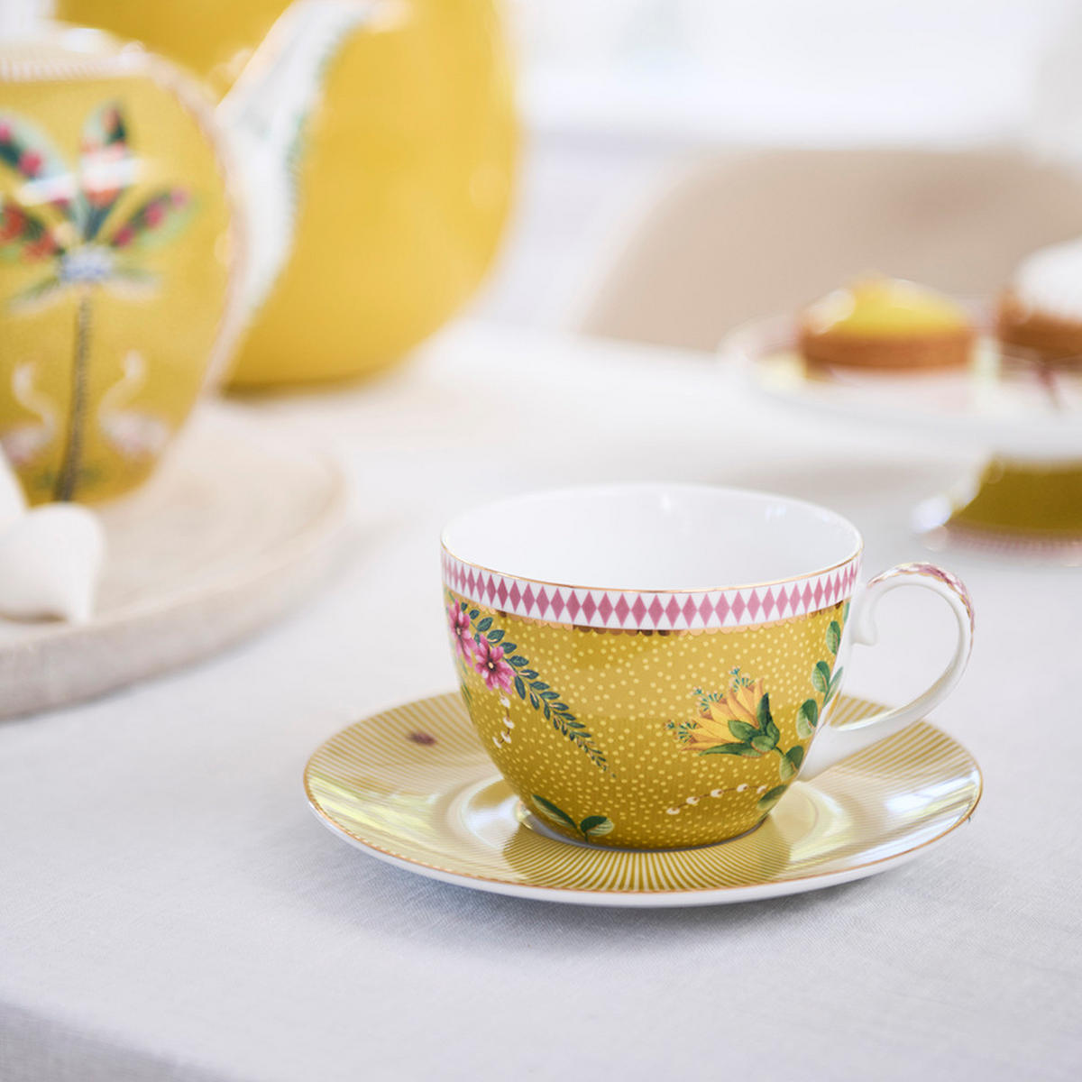 TASSEN & UNTERTASSEN 2er-Set La majorelle gelb 280 ml - Gelb, Keramik (16.8/12.2/16.8cm) - Pip Studio