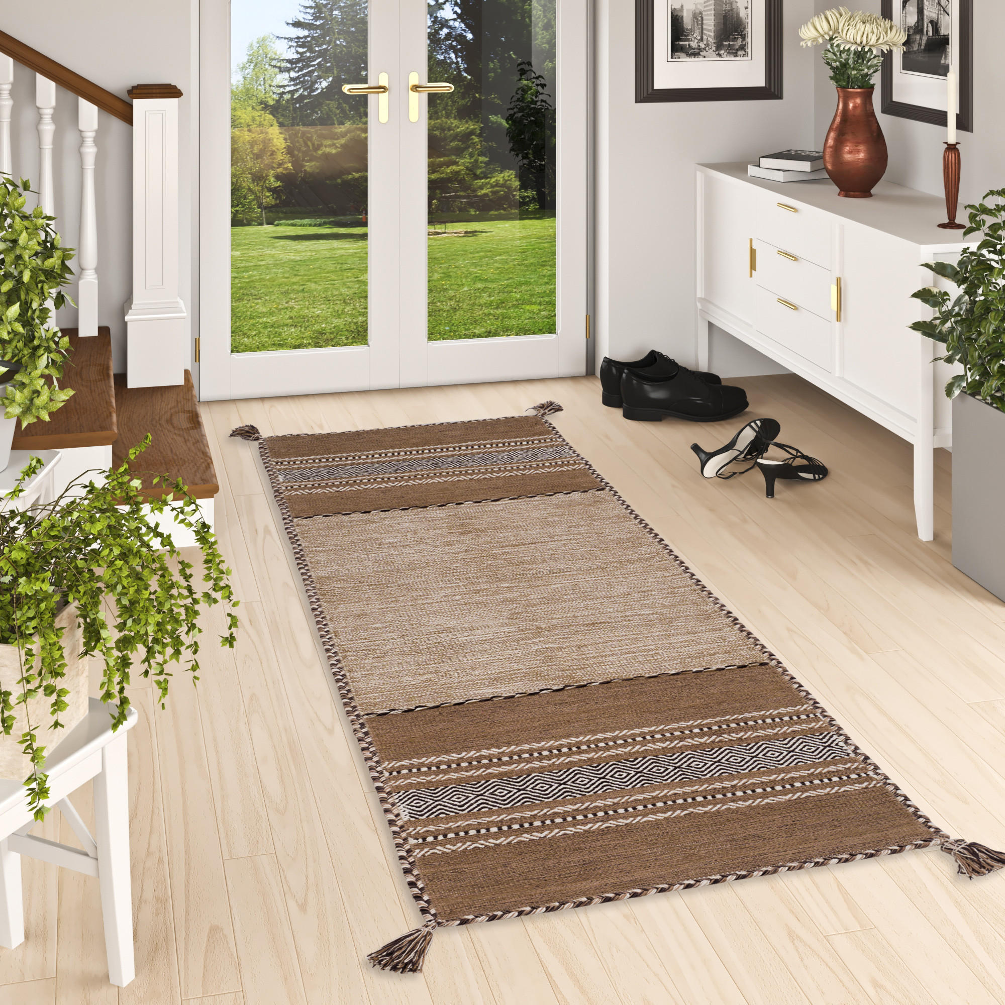 LÄUFER NATUR TEPPICH KELIM NAVARRO - Beige, Textil (90/160cm) - Pergamon