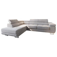 ECKSOFA APIRO L-S Creme Kordstoff mit Schlaffunktion - Silberfarben/Creme, Holz/Textil (276/202cm) - MASSENO
