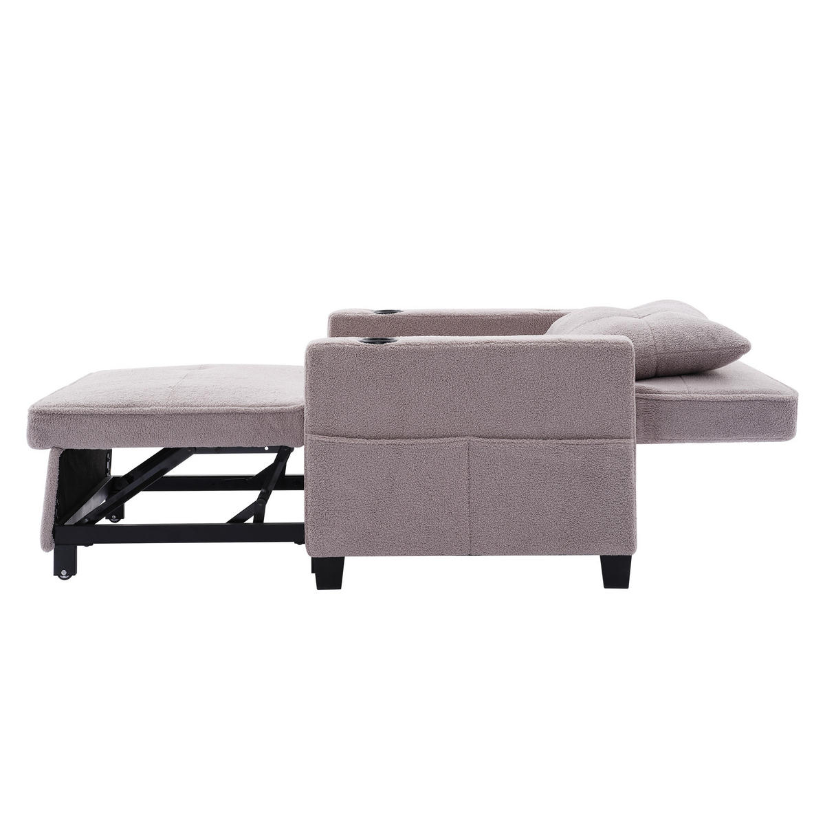 SCHLAFSESSEL DE-35012 3-in-1 mit USB und Getränkehaltern Grau - Grau, Metall (87/84/74cm) - ComfortXL