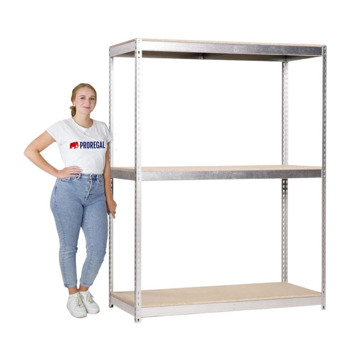SCHWERLASTREGAL BIG WOOD YETI THREE | HxBxT 200x150x60cm | Fachlast 400kg | Verzinkt - Silberfarben, Metall (150/200/60cm) - PROREGAL