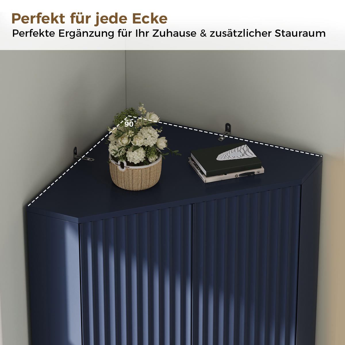 HIGHBOARD DE-38719 60/60/172 cm 4 Türen und verstellbare Böden Blau - Blau, Holzwerkstoff (60/172/60cm) - ComfortXL