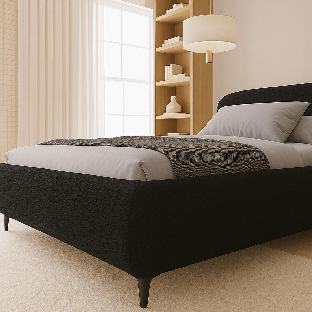 BETT Schwarz ELLE Gepolstert 140x200 cm - Schwarz, Kunststoff/Textil (140/200cm) - Sepro Meble