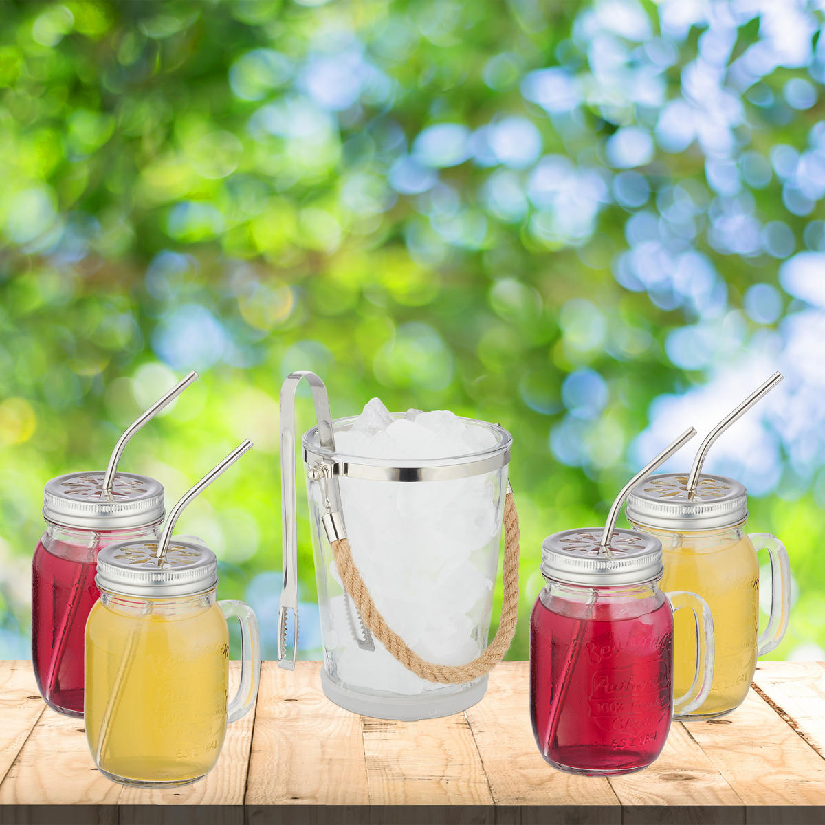 SÚPRAVA pohárov - priehľadné, kov/sklo (16.5/16/12cm) - Relaxdays