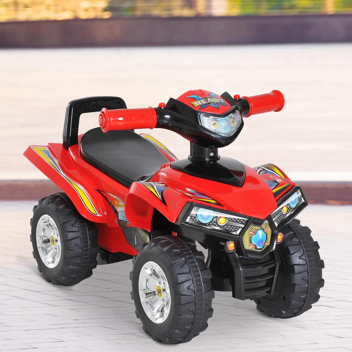 KINDERQUAD DE-16916 mit Licht- & Soundeffekten Rot/Schwarz - Rot, Kunststoff (60/38/42cm) - ComfortXL