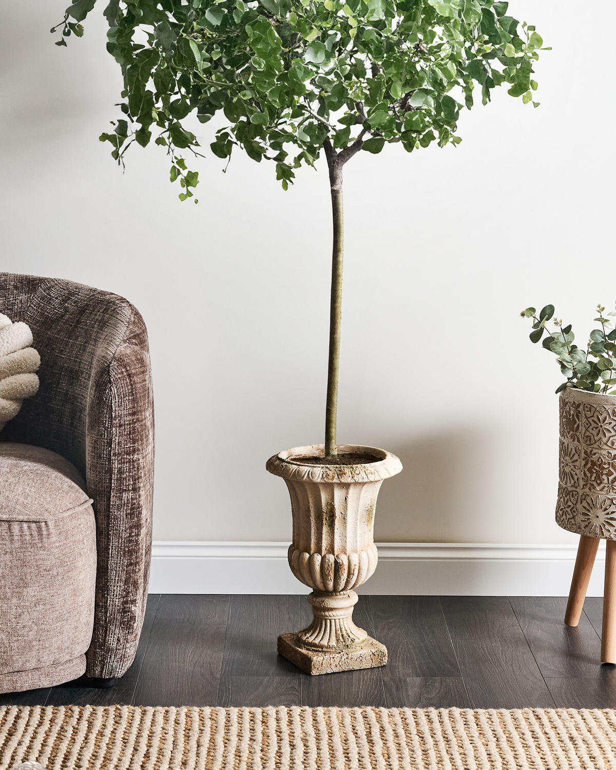 BLUMENKÜBEL Beige Larisa - Beige, Naturmaterialien (43cm) - Beliani