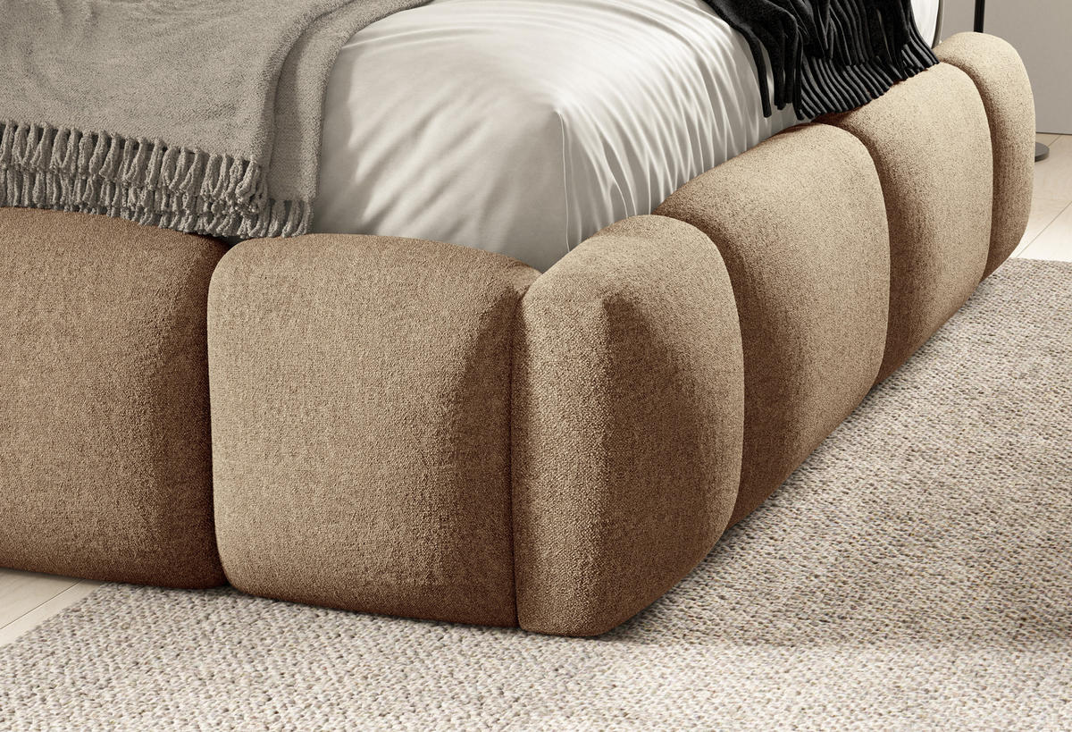 POLSTERBETT ARDELLO mit Beinen mit Bettkasten,Bett 160x200,Doppelbett,Lattenrost,Boxspringbett-Optik,ohne Matratze,Schlafzimmer-Creme - Cappuccino, Holz (180/200cm) - Furnistar