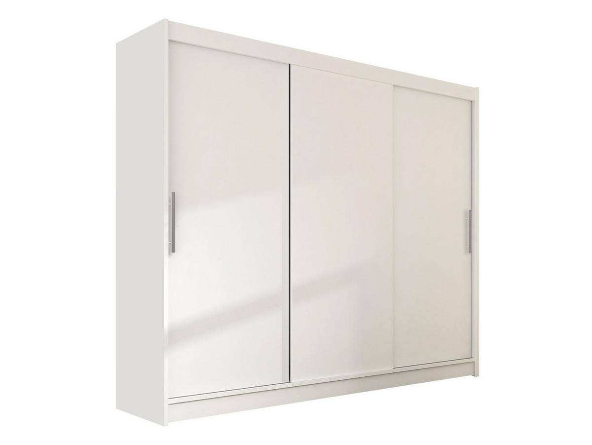 KLEIDERSCHRANK Aston II - Silberfarben/Weiß, Holzwerkstoff/Kunststoff (250/215/58cm) - MIRJAN24
