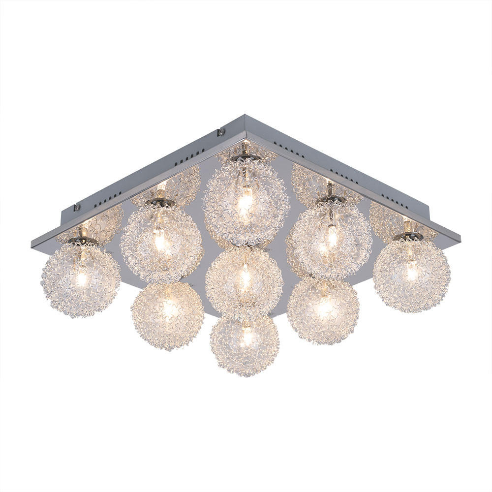 DECKENLEUCHTE ENIGMA Silber Drahtgeflecht - Silberfarben, Glas (37/37/15cm)