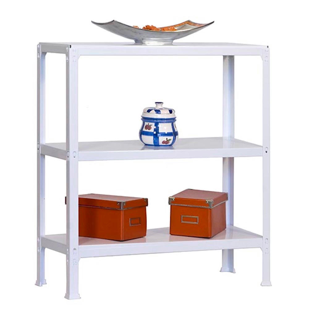 WOHNREGAL LIVING KOALA METAL mit 3 Fachböden | HxBxT 90x100x30cm | Fachlast 150kg | Weiß/Weiß - Weiß, Metall (100/90/30cm) - PROREGAL