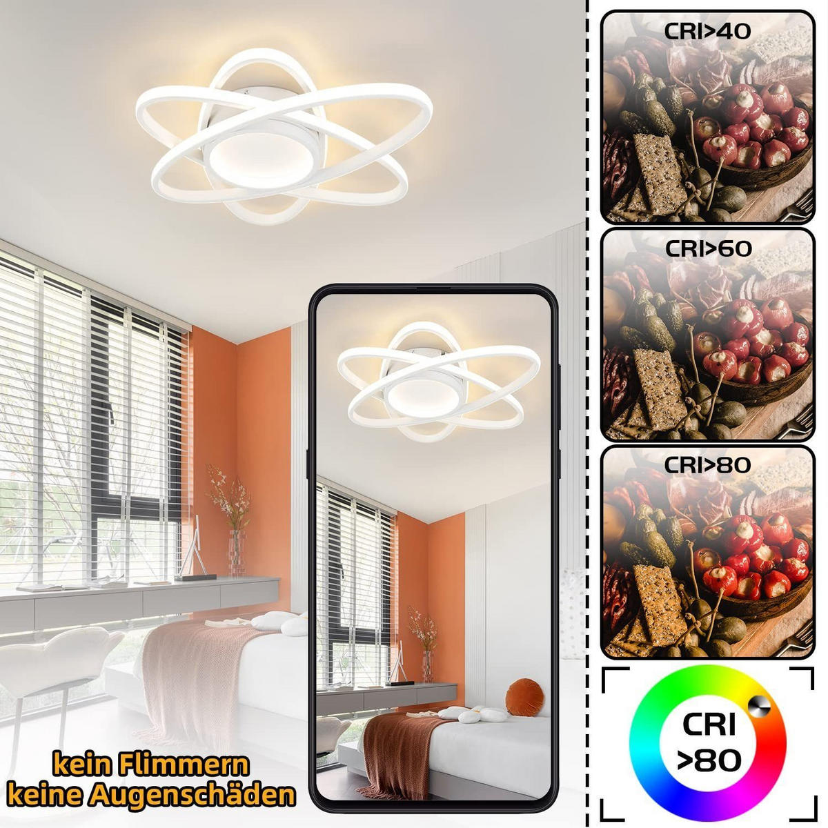 LED-DECKENLEUCHTE Miraj 23/3/23 cm （2er-set） - Weiß, Kunststoff (23/23/3cm) - ZMH