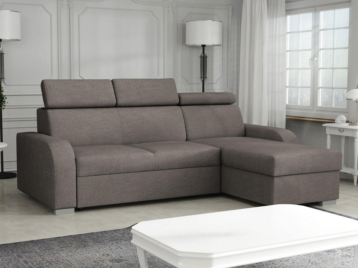ECKSOFA Oslo 2rLC - Hellbraun/Silberfarben, Holz/Textil (235/170cm) - MIRJAN24