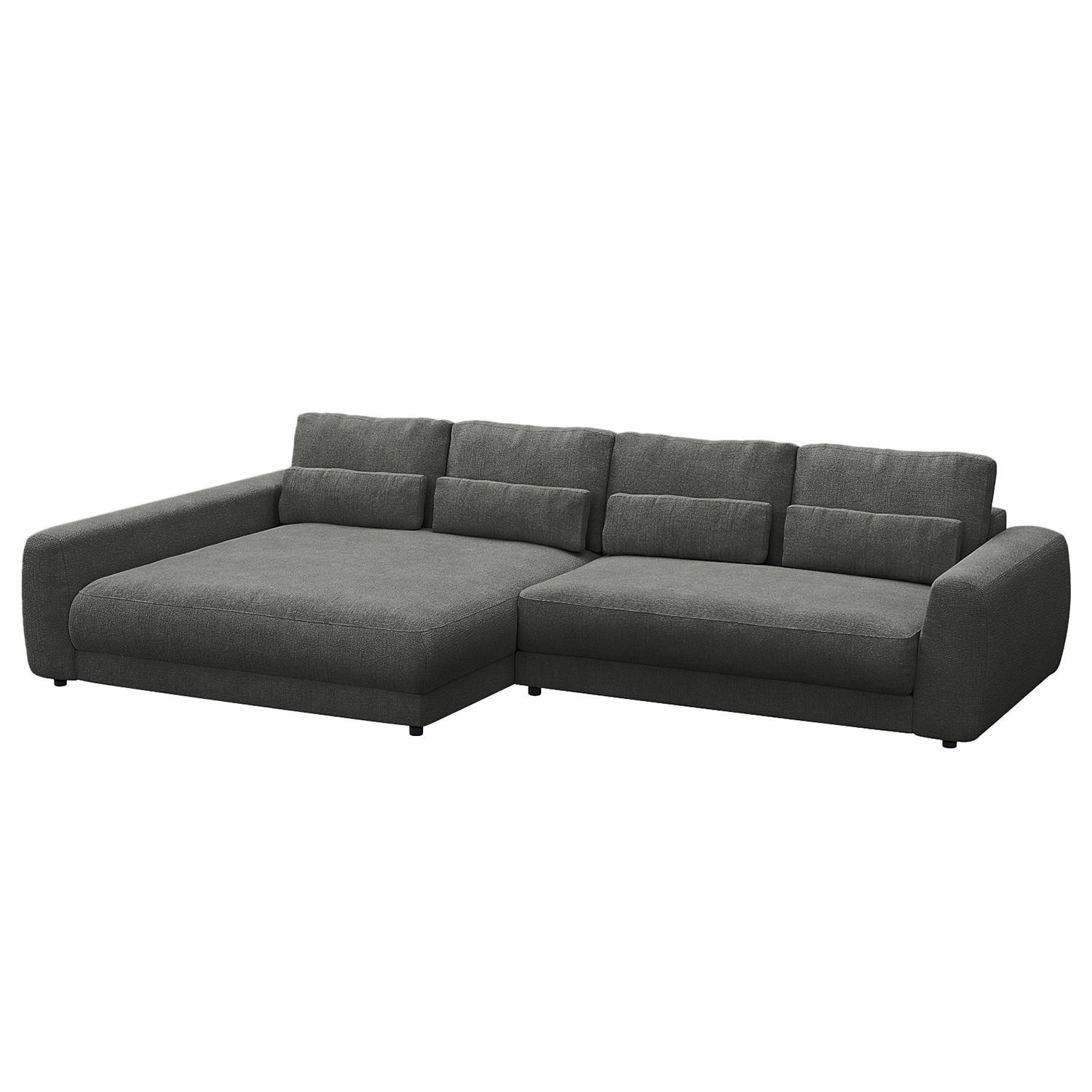 ECKSOFA mit XXL-Longchair - Schwarz/Grau, Kunststoff/Textil (323/182cm) - home24