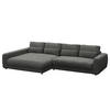 ECKSOFA mit XXL-Longchair - Schwarz/Grau, Kunststoff/Textil (323/182cm) - home24