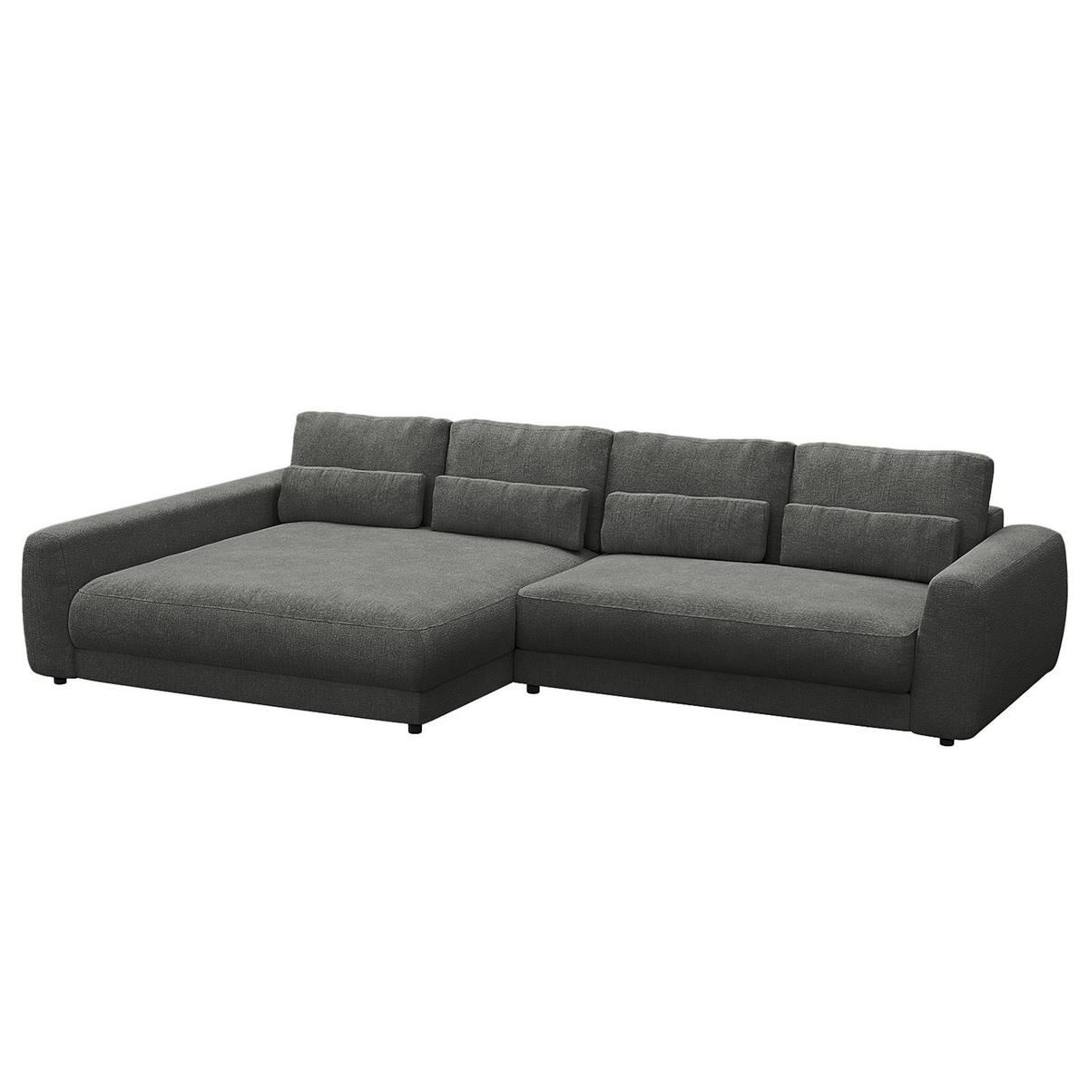 ECKSOFA mit XXL-Longchair - Schwarz/Grau, Kunststoff/Textil (323/182cm) - home24