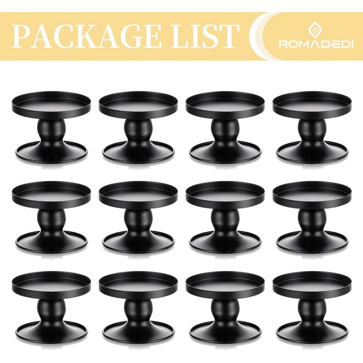 KERZENSTÄNDER 12er Set Metall Schwarz - Schwarz, Metall (10/10/20cm)