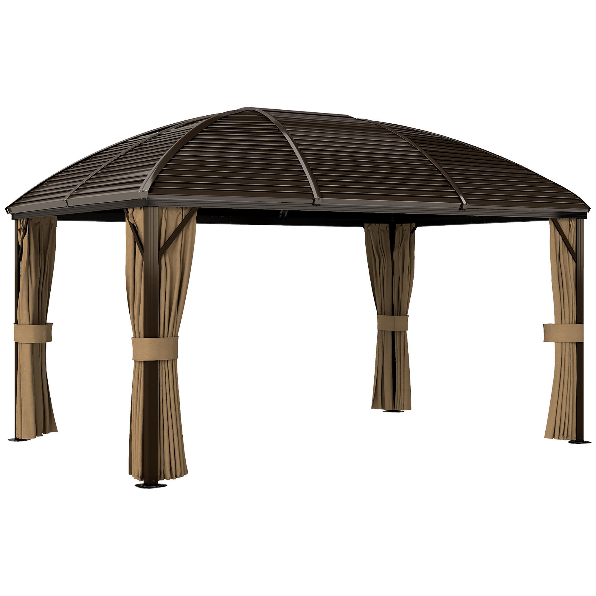 GARTENPAVILLON, Partyzelt, Festzelt, 4 x Doppel-Seitenteile, wasserdicht, 2 Laternenhaken, ca. 4 x 3 x 2,8 m, Braun - Braun, Metall (398/280/298cm)
