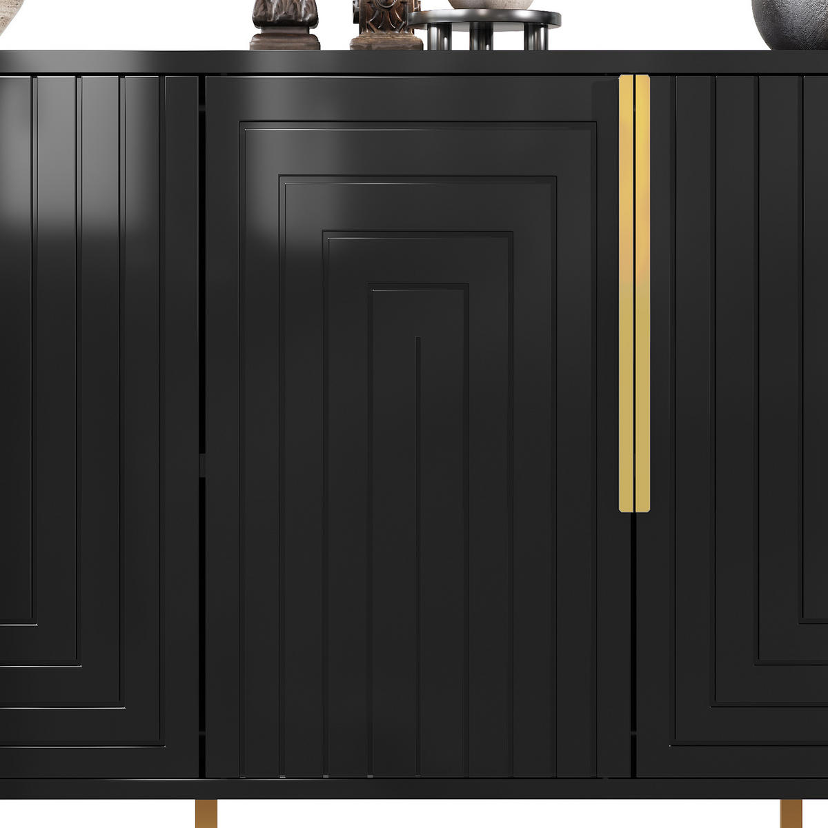 SIDEBOARD 152/40/75 cm Schwarz aus MDF mit Kippschutz - Schwarz, Holzwerkstoff (40/75/152cm) - OKMYHOME
